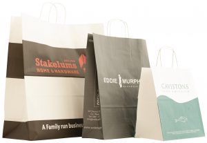 Custom extra large, large and medium paper carrier bags with twist handles