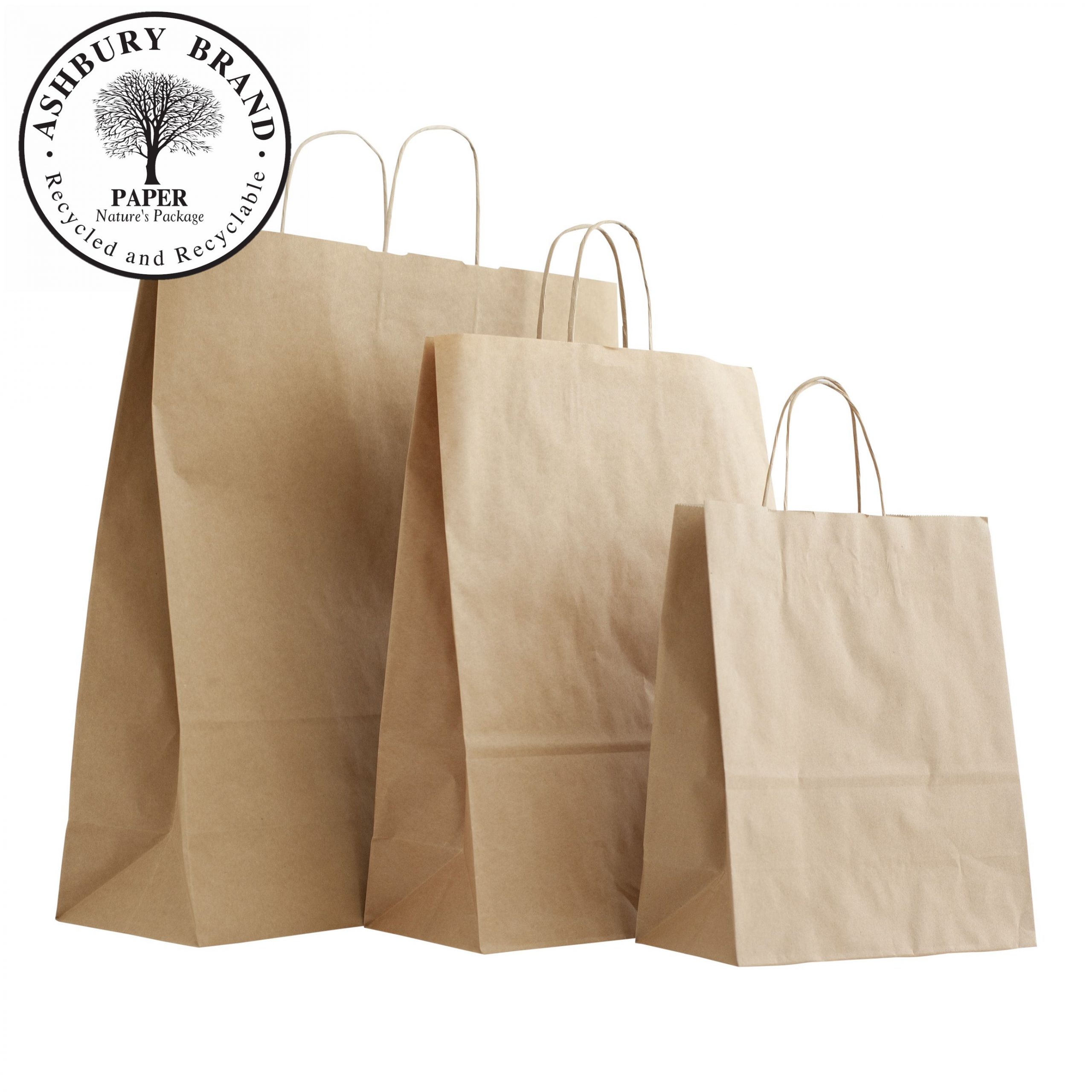 Strong Brown Twisted Handle Paper Bags Plain Carrier Twist Gift Fashion Party 