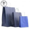 Navy and Blue Colour Paper Carrier bags. From left to right: Large Navy, medium Navy, small Blue. with twist handle paper bags ireland