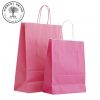 Cerise (pink) Colour Paper Carrier Bags. From left to right: Large, medium. with twist handles, paper bags Ireland
