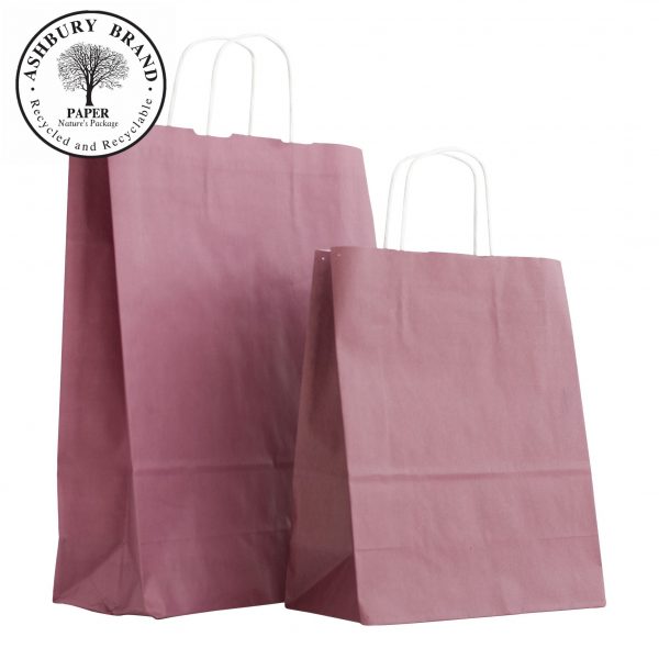 Wine Colour Paper Carrier Bags. From left to right: Large, medium, with twist handles, paper bags ireland