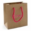 Luxury branded kraft paper bag with coloured rope handles