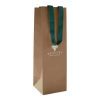 Luxury branded kraft paper bottle bag with ribbon handles